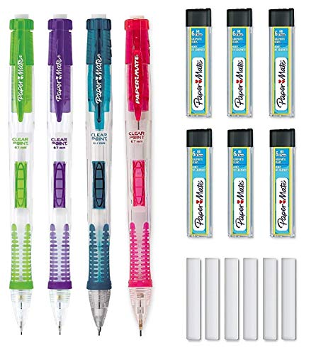 Product Cover Paper Mate Clear Point Mechanical Pencil Starter Set, 0.7mm, Fashion Assorted Colors Will Vary, Pack of 6 Pencils, 6 Lead Refills, and 6 Eraser Refills (6)