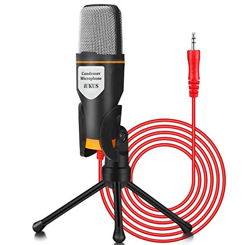 Product Cover iUKUS PC Microphone with Mic Stand, Professional 3.5mm Jack Recording Condenser Microphone Compatible with PC, Laptop, iPad, iPhone, Mac-Recorder Singing YouTube Skype Gaming (3.5mm PC Microphone)