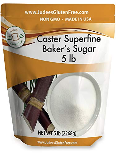 Product Cover Judee's Superfine Caster Baker's Sugar (5 lbs) Non-GMO ~ Made in USA ~ Packaged in a Gluten and Nut Free Facility