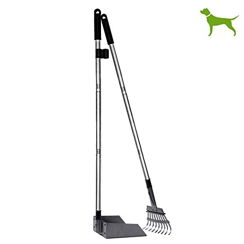 Product Cover NZQXJXZ Pooper Scooper 47.2 Inches, Pet Poop Tray and Rake with Long Handle, Pet Waste Removal Scoop for Large Dog Small Dog