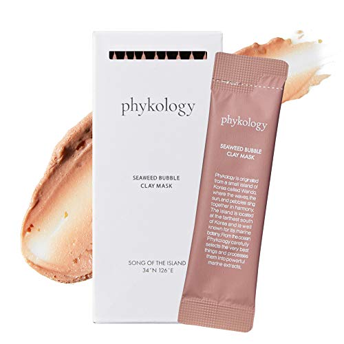 Product Cover PHYKOLOGY Seaweed Bubble Clay Mask; Korean Beauty Secret, Self Foaming Seaweed Bubble Clay Mask with Premium Pink Clay, Bentonite, Kaolin, and Seaweed (10 PACKETS)