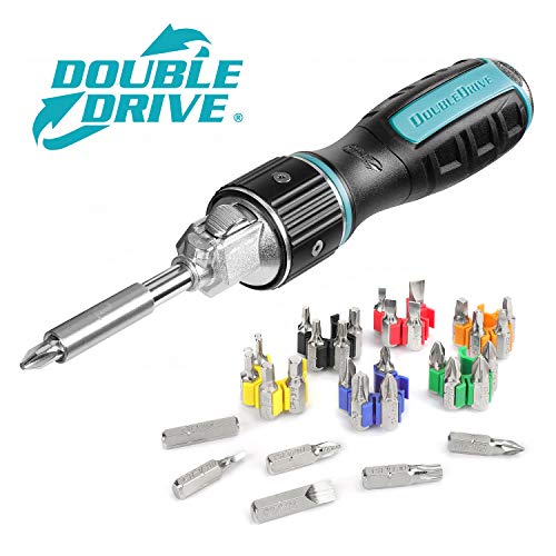 Product Cover DOUBLEDRIVE Ratcheting Screwdriver Set - 2X Faster, 37-piece Repair Tool Kits for Laptop, PC, Furniture, DIY Hand Work