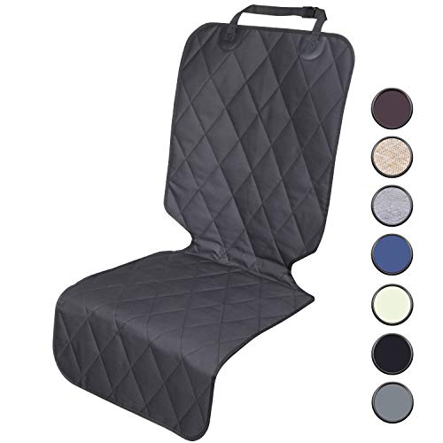 Product Cover Vivaglory Large Dog Front Seat Cover with No-Skirt Design, 4 Layers Quilted & Durable 600 Denier Oxford Front Car Seat Cover with Anti-Slip Backing for Most Cars, SUVs & MPVs, Black