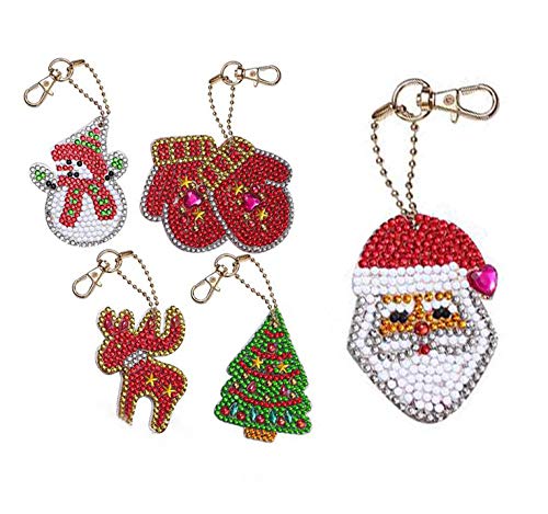 Product Cover SuperDecor DIY Diamond Painting Keychain 5D Mosaic Making Full Drill Special Shape Diamond Painting Pendant for Art Craft Key Ring Phone Charm Bag Decor, Christmas Element Theme