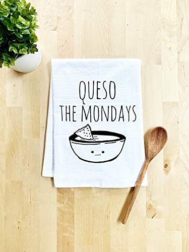 Product Cover Funny Kitchen Towel, Queso The Mondays, Flour Sack Dish Towel, Sweet Housewarming Gift, White