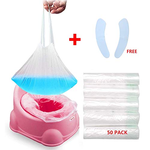 Product Cover Potty Liners Disposable, Travel Potty Chair Liners with Drawstring Potty Bags Universal Potty Chair Liner for Kids Toddler 50 Pack
