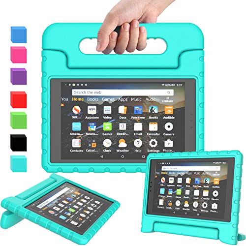 Product Cover AVAWO Shock Proof Case for Fire HD 8 2017/2018 Tablet - Kids Shockproof Convertible Handle Light Weight Protective Stand Case for Fire HD 8-inch (7th/8th Generation, 2017/2018 Release), Turquoise