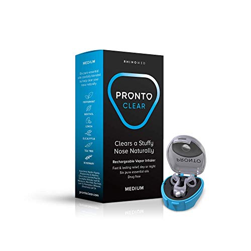 Product Cover Rhinomed Pronto Clear Nasal Dilator for Stuffy Noses, Size Medium | Essential Oils Vapor Inhaler | Rechargeable | Drug Free | Improves Airflow | Fast and Lasting Relief, Day or Night