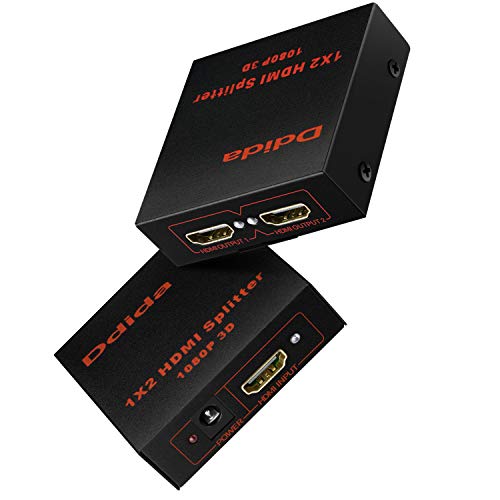 Product Cover Hdmi Splitter 1 in 2 Out by DDIDA, Powered Full Ultra HD 1080P V1.4 HDMI Display,Support 4K/2K and 3D Resolutions 1 Input to 2 Outputs