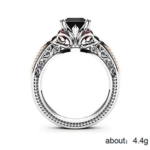 Product Cover Goddesslili Copper Black Gemstone Rings for Women Girlfriend Vintage Princess Thin Wedding Engagement Anniversary Simple Jewelry Gift Under 5 Dollars (7)