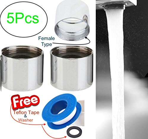 Product Cover Zegel High Pressure Replacement Female Water Aerator Taps with Steel Cups - Pack of 5 Pcs Free 1 Leak Proof Teflon Tape 1 Rubber Washer