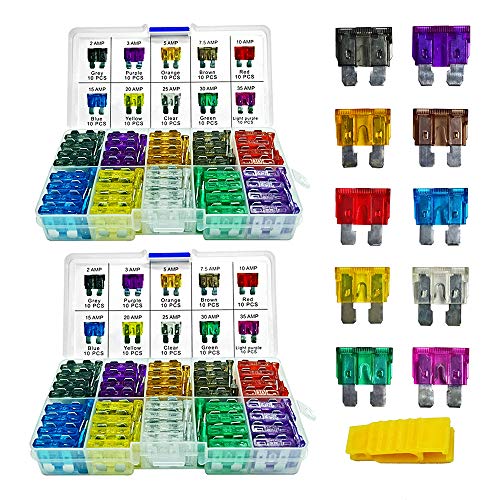 Product Cover 200 Pieces Blade Fuses- MuHize Standard Fuse (2A/3A/5A/7.5A/10A/15A/20A/25A/30A/35A) Replacement Car RV SUV Truck Camper Assorted Fuses