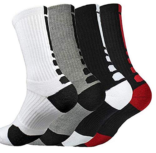 Product Cover YQHMT 4 Pack Mens Dri-fit Cushion Elite Basketball Athletic Outdoor Compression Crew Sock,Men's Youth Socks