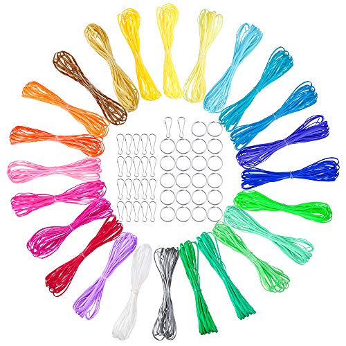 Product Cover PP OPOUNT 24 Colors Gimp Bracelet Scoubidou String Plastic Lacing Cord with 22 Pieces Snap Clip Hooks and 22 Pieces Key Chain Ring Clips for Friendship Bracelets, Jewelry Making DIY Craft