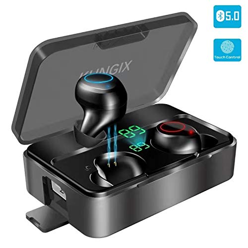 Product Cover Bluetooth Wireless Earbuds, KUNGIX Bluetooth Headphones, 3000mAh Sweatproof 90H Playtime Noise Cancelling Mini Earbuds, Deep Bass 3D Stereo Sound Earphones with Built-in Mic Earbuds for Android Iphone
