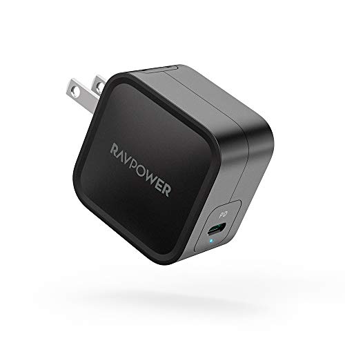 Product Cover USB C Charger, RAVPower 61W Wall Charger PD 3.0 [GaN Tech] Type C Fast Charging Power Delivery Foldable Adapter, Compatible with iPhone 11/Pro/Max, MacBook Pro/Air, Ipad Pro 2018 and More (Black)