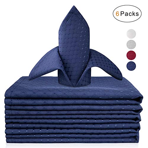 Product Cover VCVCOO Dinner Napkins,6 pcs, 17 inch Blue Cloth Napkins, Waffle Table Napkins Machine Washable Idea for Restaurant,Wedding,Party,Hotel Quality Polyester Fabric Napkin