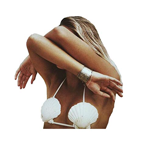Product Cover Zoestar Mermaid Seashell Bra with Cord Hawaiian Shell Bikini Top for Women White