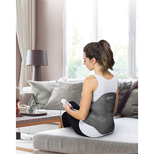Product Cover Sunbeam Heating Pad Back Wrap with Adjustable Strap | Contoured for Back Pain Relief | 4 Heat Settings with 2 Hour Auto Off | 23 x 15 Inch, Slate Grey