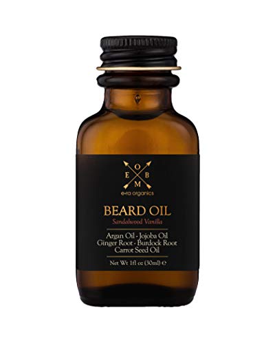 Product Cover USDA Organic Beard Oil For Men - Extra Hydrating & Nourishing Beard Oil for Beard Growth, Healthier Beard Hair & Softer Skin Care - Prevent Dandruff & Tame Frizzy Hair (Sandalwood Vanilla, 1 oz)