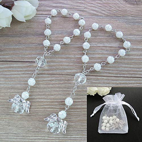 Product Cover Baptism Favor 12PCS Mini Angel Rosaries Christening First Communion Recuerditos Bautizo Gift for Guest with Gift Bags West East Imports