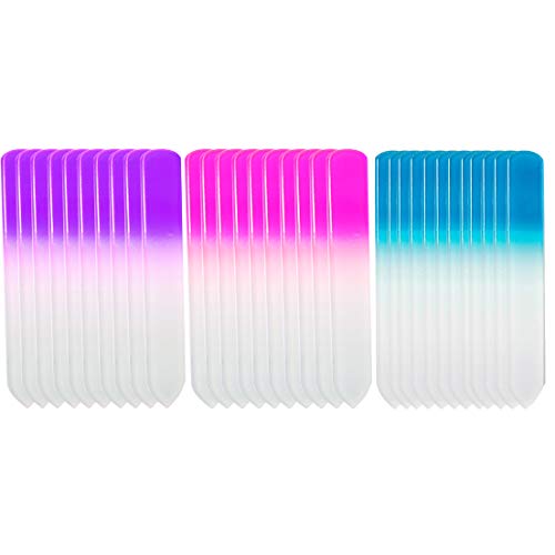 Product Cover SIUSIO 30PK Professional Czech Short Crystal Glass Baby Nail Files buffer Mini Manicure Kit Set for Nail polishing - The Best emory boards for Fingernail & Toenail Care (Purple & PInk & Blue)