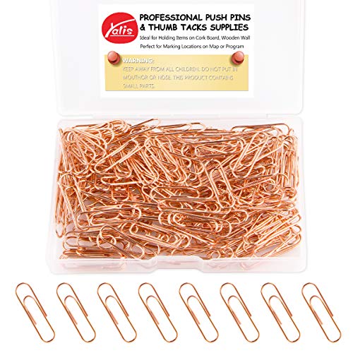 Product Cover Rose Gold Paper Clips 200 pcs Smooth Finish Steel Wire Paperclips 28mm Medium Size for Document Organizing and Classifying Office Supplies (28mm Rose Gold)