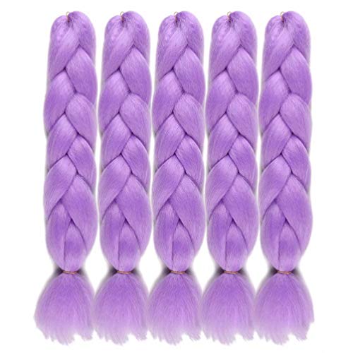 Product Cover UHair Light Purple Kanekalon Braiding Hair Extensions Jumbo Braid Crochet Colorful Hair High Temperature Synthetic Fiber Hair Extension for Women(100G/pc, 5 pcs/lot)