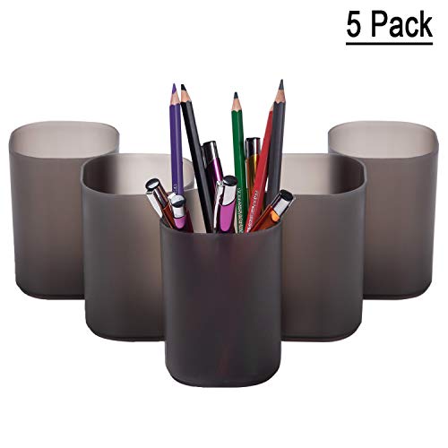 Product Cover YAOYUE 5 Pack Pencil Pen Holder Cup Containers Makeup Desk Organizer Storage for Office School Home Supplies (Black(5 Pack))