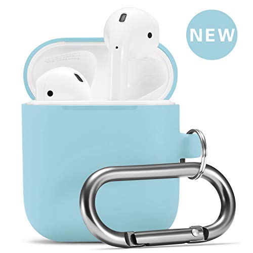 Product Cover Airpods Case, Airpod Silicone Skin Cases Cover by Camyse, Full Protective Durable Shockproof Drop Proof with Keychain Compatible with Apple Airpods 2 &1 Charging Case,Airpods Accesssories(Coast Blue)