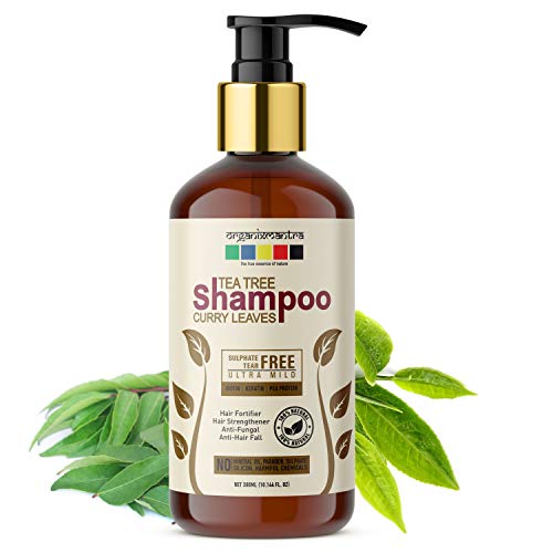 Product Cover Organix Mantra Tea Tree & Curry Leaves Premium Hair Growth Biotin, Keratin, Pea Protein, Ultra Mild Shampoo, No Sulphates, No Parabens 300ML