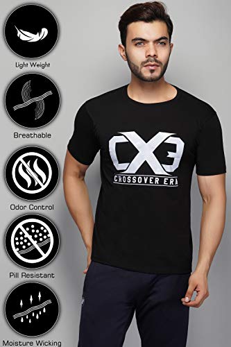 Product Cover Crossover Men's Round Neck T-Shirts Half Sleeve Cotton Casual for Gym Workout Sports