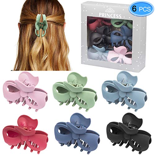 Product Cover Hair Claw Clips 6 Colors, EAONE Bow Jaw Clip Stylish Jaw Clips Non Slip Hair Clip Clamps Styling Accessories for Women Girls,6 Pieces (Gift Box Packaged)