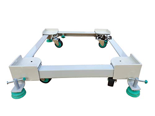 Product Cover Irkaja Heavy Duty Front/Top Load Washing Machine Stand Trolley for 5kg, 5.5kg, 5.8kg, 6kg, 6.2kg, 6.5kg, 6.8kg, 7kg, 7.2kg, 7.5kg, 7.8kg, 8kg, 8.5kg, 9kg, 9.5kg, 9.8kg & 10kg Capacity, Refrigerator & Dishwasher Stand & Trolley (White)