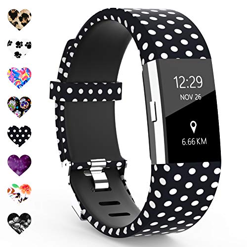 Product Cover TreasureMax Compatible with Fitbit Charge 2 Bands for Women/Men,Silicone Fadeless Pattern Printed Replacement Floral Bands for Fitbit Charge 2 HR Wristbands