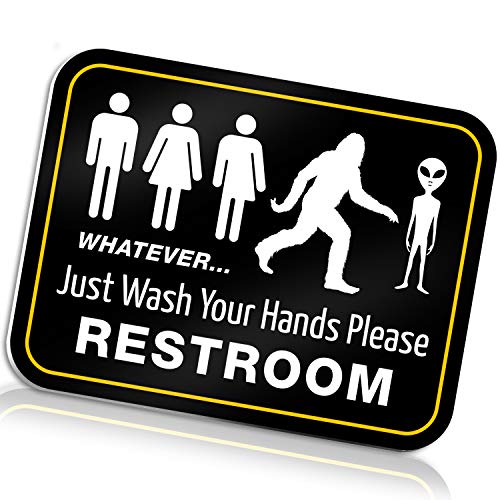 Product Cover Bigtime Signs Funny Restroom Sign for Bathroom 11.5 x 8.75 Inches Rigid PVC (Bigfoot Whatever)