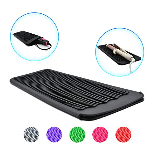 Product Cover EIOKIT Silicone Heat Resistant Travel Mat Pouch for Hair Straightener,Crimping Iron,Hair Curling Iron,Hair Curling Wand,Flat Iron,Hair Waving Iron and Hot Hair Styling Tools (Black)
