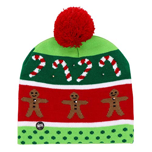 Product Cover Wmbetter LED Light-up Christmas Hats Xmas Santa Ugly Hat Beanies 10 Colorful Lights Flashing Cap for New Year Party, Green Color