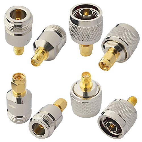 Product Cover SMA to N Adapter Kit 4 Type 2 Set RF Connectors N Male/Female to SMA Female/Male Wi-Fi Adapter Connectors 8 Pieces ...