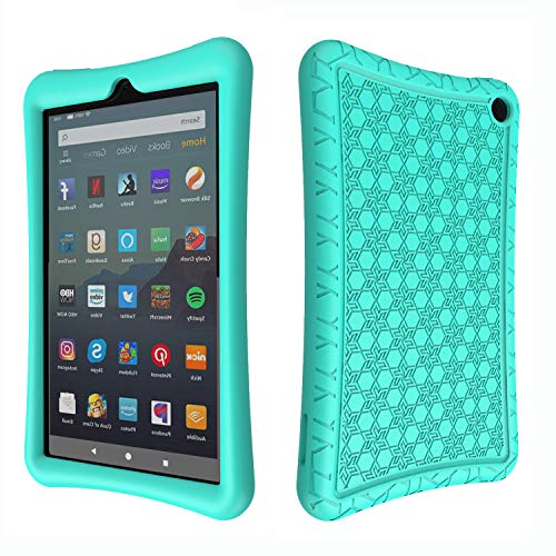 Product Cover LTROP Silicone Case for Amazon Fire 7 Tablet - Anti Slip Shockproof Light Weight Kids Friendly Protective Case for Fire 7 (9th Generation 2019 Model & 7th Generation 2017) - Turquoise
