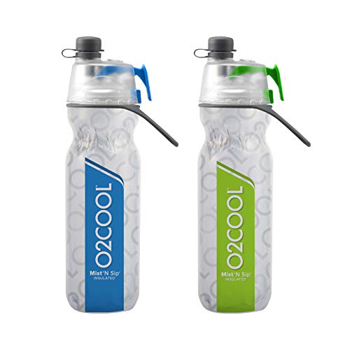 Product Cover O2COOL Elite ArcticSqueeze Insulated Mist 'N Sip Squeeze Bottle 20 oz, Blue/Green, 2 Packs