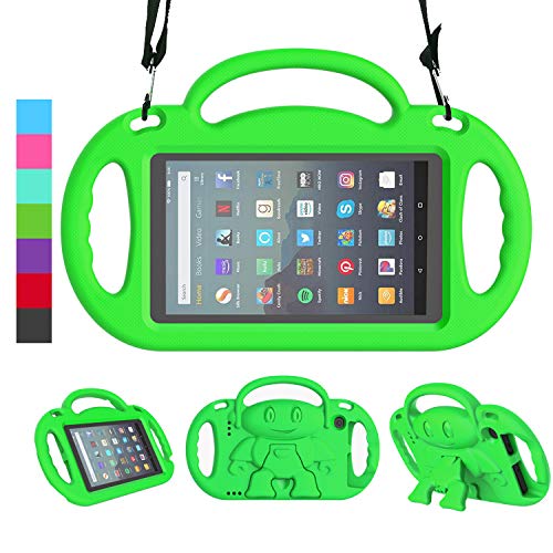 Product Cover LEDNICEKER Kids Case for All-New Fire 7 Tablet (9th Generation - 2019 Release) - Shockproof Handle Friendly Kids Stand Case with Shoulder Strap for Amazon Fire 7 2019 and 2017 (7 Inch Display), Green