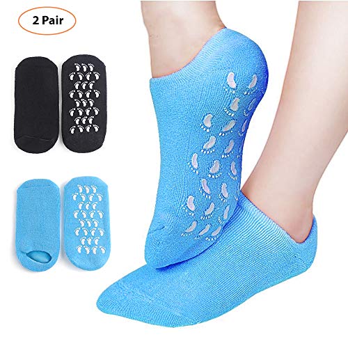 Product Cover Nado Care Moisturizing Socks Lotion Gel for Dry Cracked Heels 2 Pack, Spa Gel Socks Humectant Moisturizer Heel Balm Foot Treatment Care Heel Softener Compression Cotton - Blue and Black