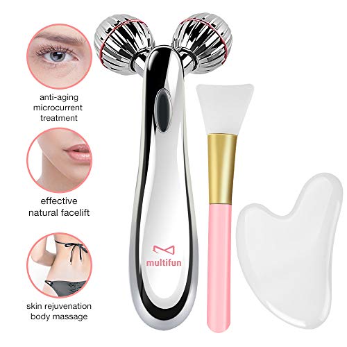 Product Cover 3D Microcurrent Facial Roller, Multifun Face Beauty Roller Body Massager for Anti Aging, improve Facial Contour, Skin Tone, Wrinkle Reduction and Firm Body Skin, Smooth Dimples, Professional Skincare