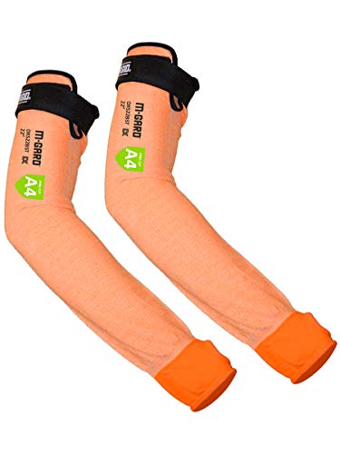 Product Cover MAGID Cut Resistant Protective Arm Sleeves with Thumb Slot, 1 Pair, Orange I Thumbslot: Yes, 18