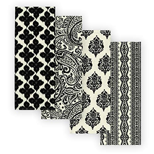 Product Cover Elrene Home Fashions Everyday Casual Prints Assorted Cotton Fabric Kitchen Towels, Set of 4, 17