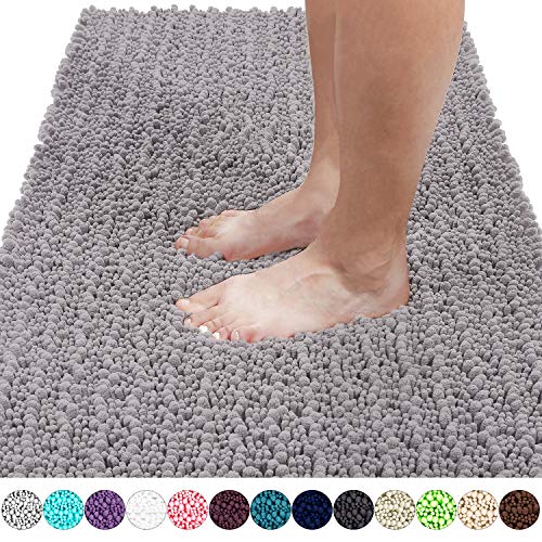 Product Cover Yimobra Original Luxury Shaggy Bath Mat, Super Absorbent Water, Non-Slip, Machine-Washable, Soft and Cozy, Thick Modern for Bathroom Bedroom (44.1 X 24 Inches, Gray)
