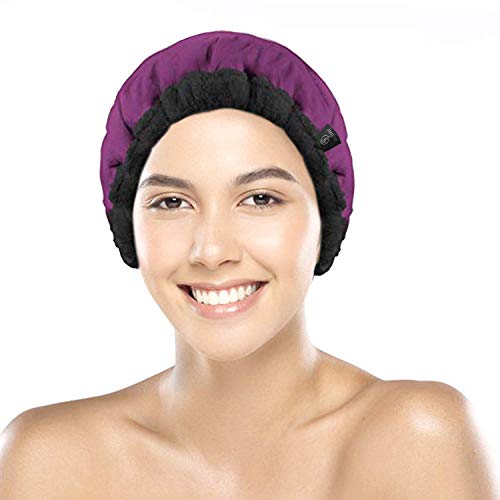 Product Cover Cordless Deep Conditioning Heat Cap - Microwavable Heat Cap for Deep Conditioning Hair Therapy, 100% Natural Cotton, Flaxseed Seed Interior for Maximum Heat Retention (Purple)