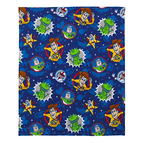 Product Cover Disney Toy Story 4 - Blue, Green, Yellow & Red Super Soft Plush Toddler Blanket, Blue, Green, Yellow, Red