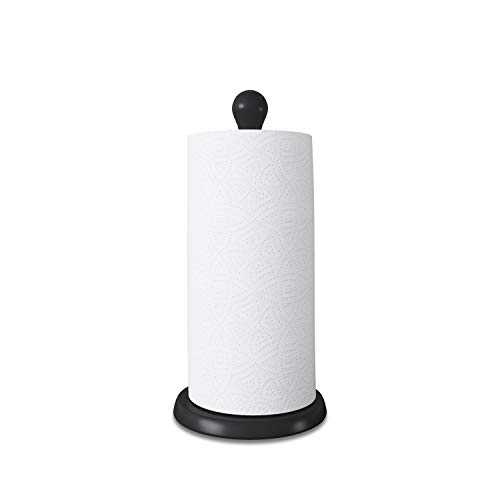 Product Cover Umbra Tug Modern Stand Up Paper Towel Holder - Easy One-Handed Tear Kitchen Paper Towel Dispenser with Weighted Base for Standard Paper Towel Rolls, Metallic Black